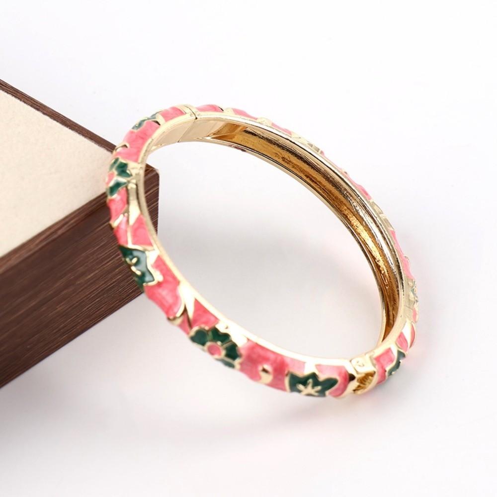 Enamel Vintage Cloisonne Bangle Traditional Women's Hand Bracelet Flower Bangle Ladies