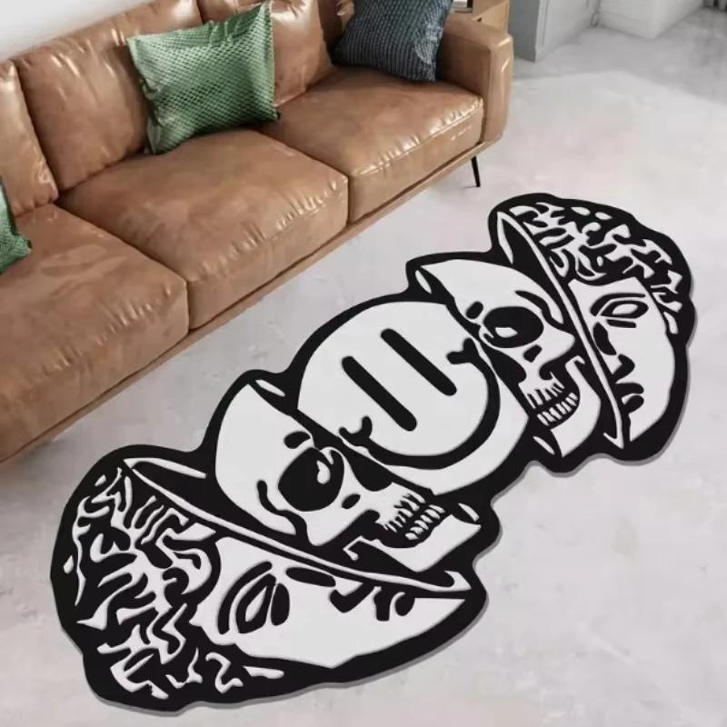 Gothic Skull Design Door Mat Non Slip Durable Threshold Mat Stylish Home Decor Rug For Bedroom Wardrobe Area