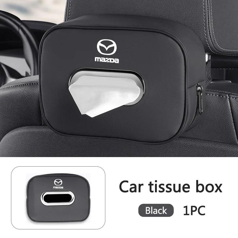 2025 Hot 1pcs Car Tissue Organizer Bag Paper Towel Storage Box For Mazda 2 3 6 BM GJ CX-5 CX5 KE KF CX-3 CX7 CX-8 Styling Access