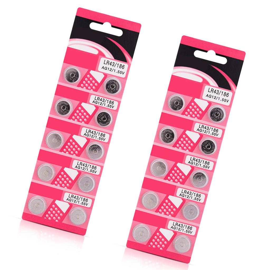 Упаковка из 10/20 щелочных батареек AG12 LR43 таблеточного типа Батарейки таблеточного типа для часов Калькуляторов Игрушечных устройств
