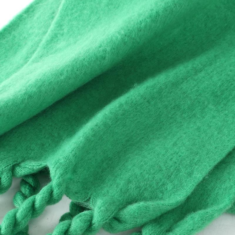Luxury Cashmere Bright Green Women Solid Scarf Winter Shawl and Wrap Bandana Pashmina Tassel Female Foulard Thick Blanket