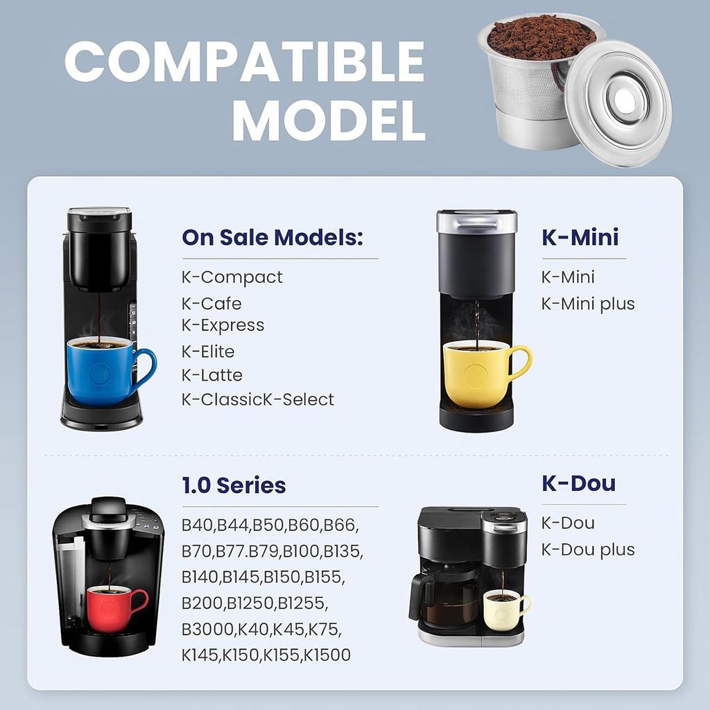 Многоразовый фильтр для кофемашины из нержавеющей стали, совместимый с кофейными капсулами