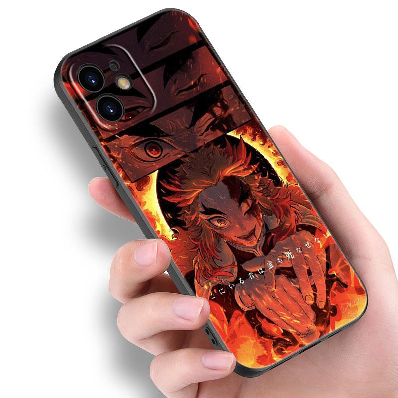 Чехол аниме Demon Slayer Tanjiro для Apple iPhone 14 13 12 Mini 11 Pro Max 7 8 XR X XS 7 8 Plus SE 2020 2022, черный чехол