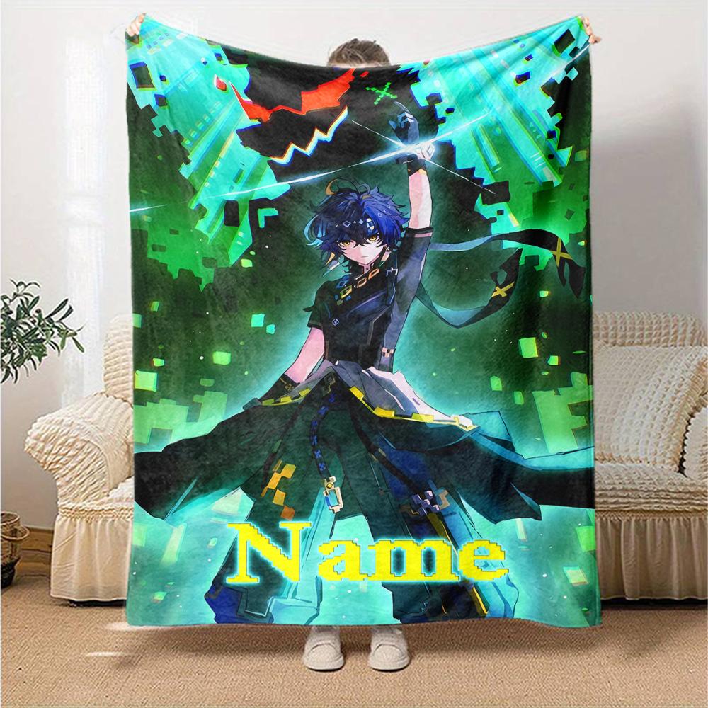 Customiz Name Personality Genshin Impact characters Blanket Soft &Warm Sofa Office Bed Travel Lunch Break Blanket, Gift Suitable All Seasons