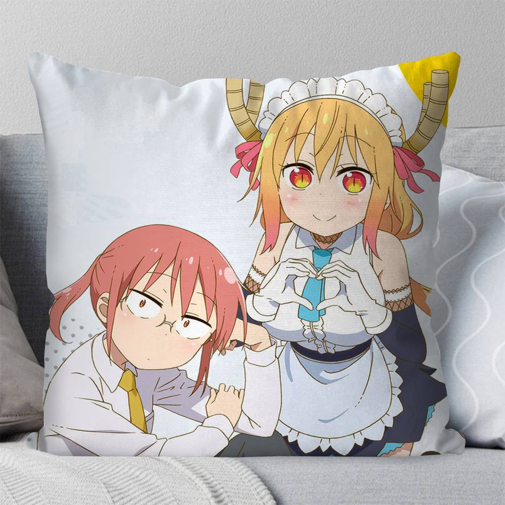 Miss Kobayashis Dragon Maid Anime Pillow Case Fashion Square Pillowcase Bedroom Sofa Room Ins Decoration Leisure