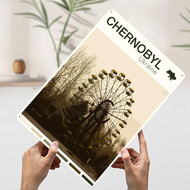 CHERNOBYL TRAVEL Printed Poster Customized Retro Wall Art Vintage Metal Tin Signs for Home Bathroom Decor Decoration Room House