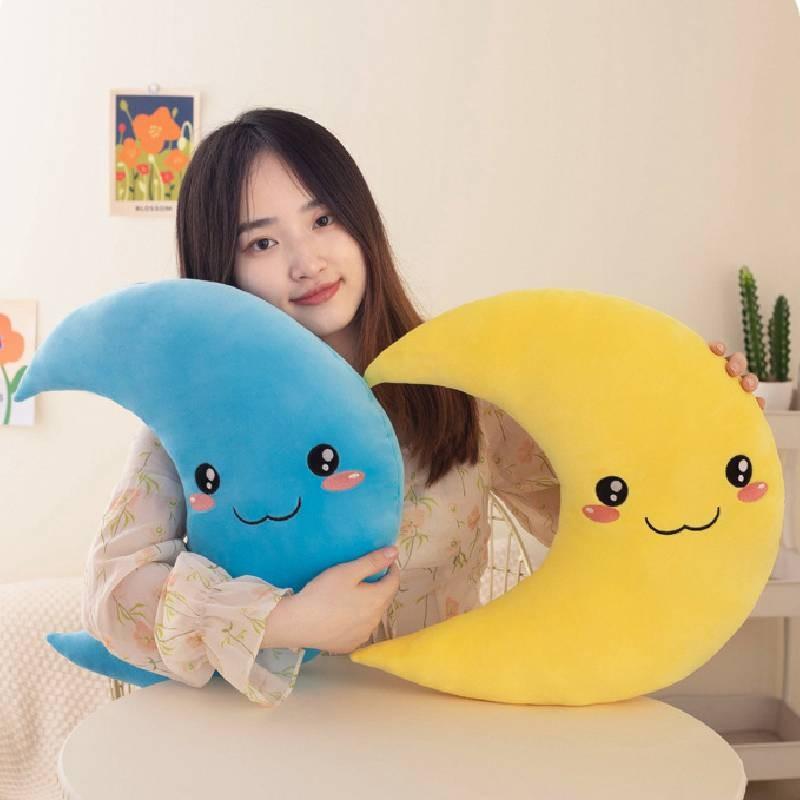 Whimsical Moon Pillow For Kids Premium Plush Stuffed Cushion With Soft Pp Cotton Filling For Cozy Snuggles