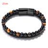 Браслет из натурального камня с вулканом и тигровым глазом для мужчин и женщин, браслет из коровьей веревки, ювелирные изделия для рук