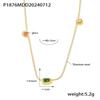 Retro European & American Three-Color Glass Stone Pendant Clavicle Chain In Layered Titanium, 18k Gold Plated Jewelry for Women