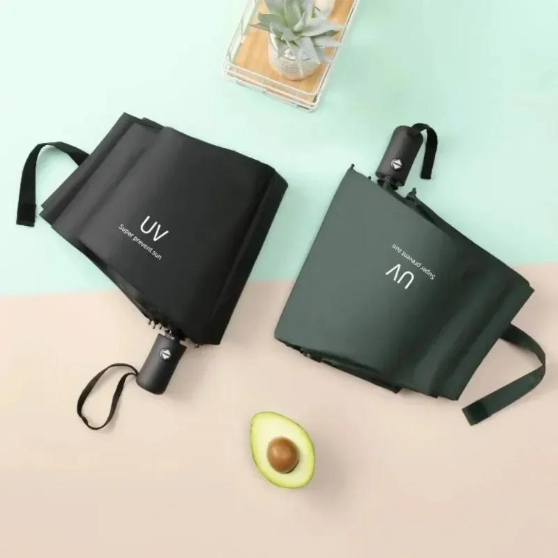UV Automatic Black Rubber Sunshade, Dual-purpose Sun and Rain Protection, UV Resistant Folding Sunshade