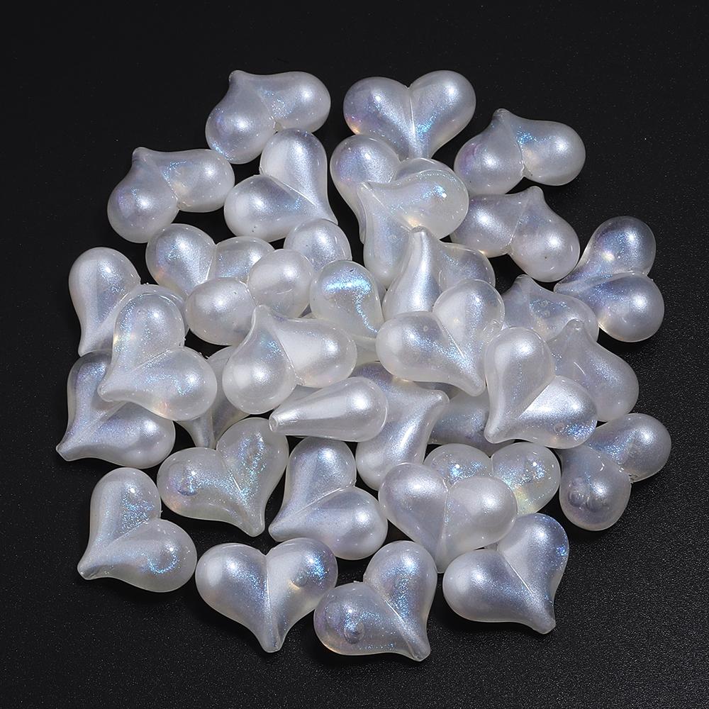 5pcs/lot Colorful Glitter Heart Shape Beads Big Hole Loose Spacer Acrylic Beads For DIY Charms Bracelet Phone Chains Accessories