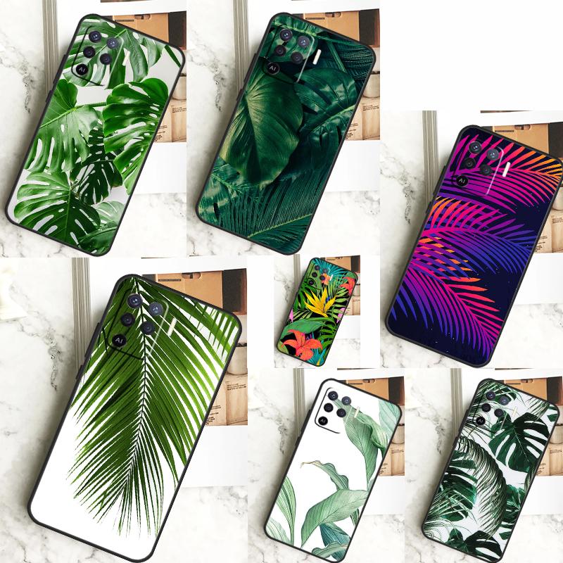 Чехол с тропическими листьями для OPPO A57 A57S A77 A5 A9 A53 A52 A72 A96 A76 A16 A54 A74 A94 A38 A58 A78 A15 A17