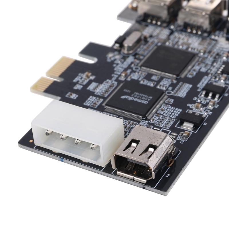 PCIe 3 Ports Firewire Cable Expansion Card PCI for 1394B & 1394A TI IO2213B Chipset Adapter