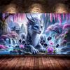 Ice Dragon,Fantasy Landscape Waterfall Flowers DIY 5D Diamond Painting New 2025 Full Mosaic Diamond Embroidery Sale Big Size