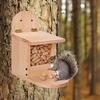 Removal Cover Easy Installation Large Capacity Food Container Wooden Squirrel Bird Food