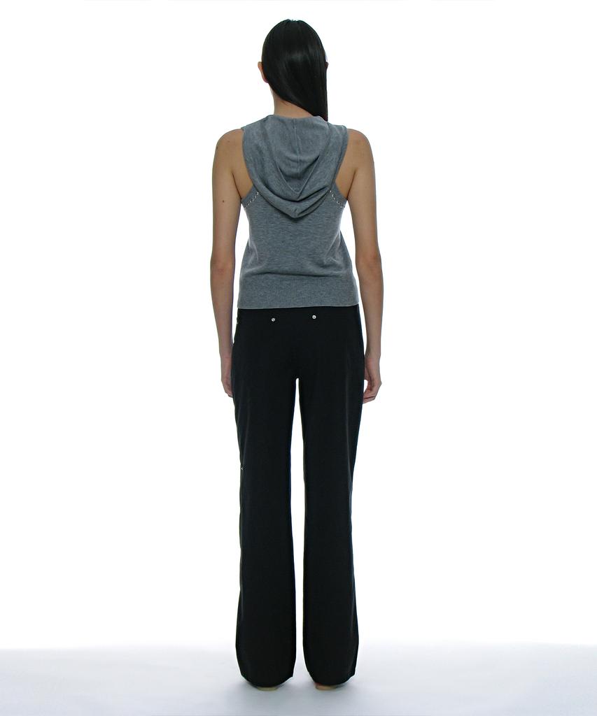 PARTIMENTO WOMEN Studded Hoodie Knit Top_Melange