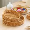 Imitation Rattan Round Snack Storage Basket Weave Fruit Tray