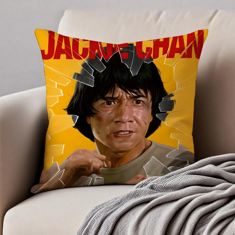 Chinese martial arts star JJackie Chan Cushion Cover Pillowcase Antidustmite Invisible Zipper Short Plush Sofa Cushion
