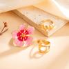 3Pcs/Set Pastoral Toe Ring Set Enamel Flower Zircon Open Foot Rings Women Seaside Vacation Foot Jewelry Accessories