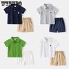 Детский летний комплект для мальчиков: футболка-поло с коротким рукавом и шорты, комплект из двух предметов, детский комплект поло