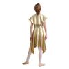 Girls Praise Dance Metallic Tunic Asymmetrical Hem Belted Choir Dress Performance Gown