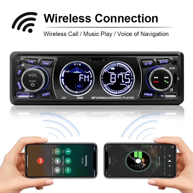 Hippcron автомобильный радиоприемник аудио 12 В 1Din Bluetooth стерео MP3-плеер FM-приемник 60Wx4 поддержка зарядки телефона AUX/USB/TF карта в приборной панели