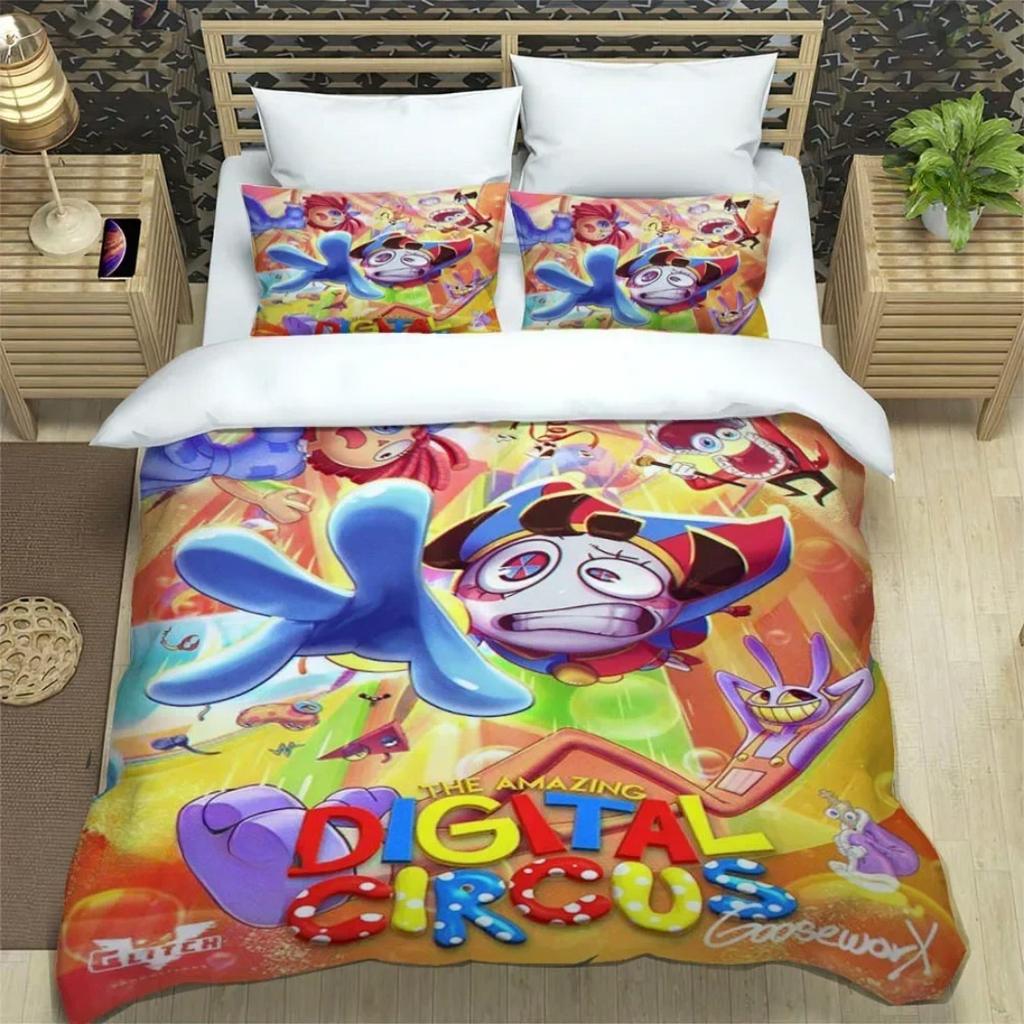 Anime The Amazing Digital Circus Duvet Cover Set 3D Print Digital Circus Bedding Sets For Boys Girls Twin Queen King Size