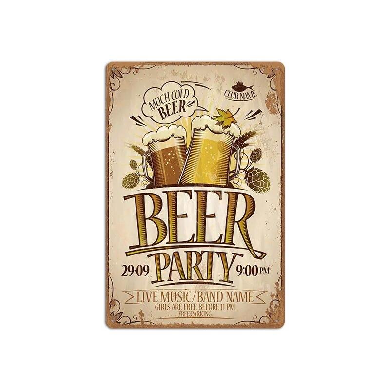 Vintage Cold Beer Metal Tin Sign 2023 New Iron Sheet Bar Background Wall Decoration Painting American Frameless Decorations