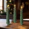 Christmas Tree Shaped Candles with Gold Powder Decorative Table Ornaments for Home Party New Year Xmas Festival Holiday Decoration
