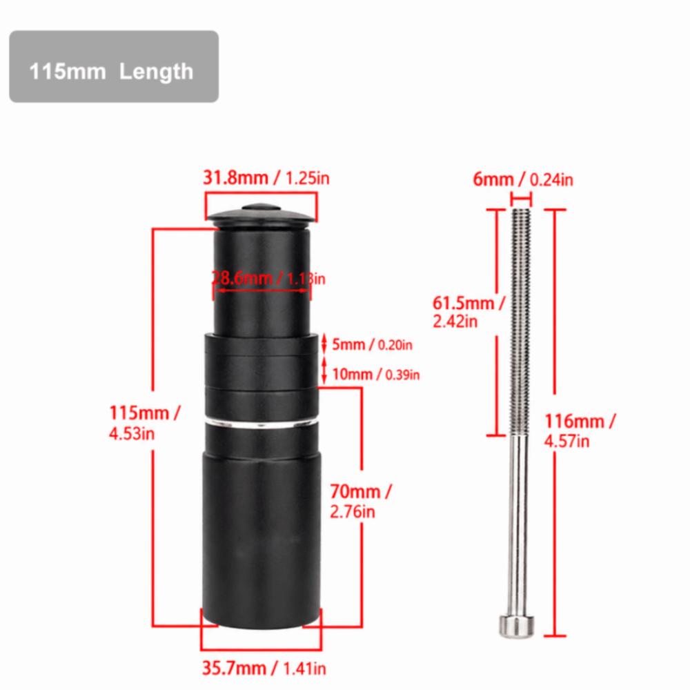Black Bike Fork Stem Extender 28.6 Mm Diameter Bike Neck Extender Cycling Accessory Upgrade