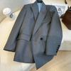 Женский свободный серый весенний пиджак - новый корейский стиль, модный и приталенный.