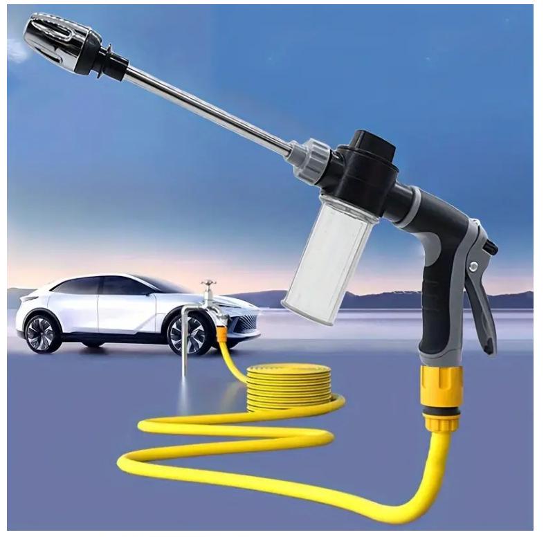 Удлиненный металлический пистолет для мойки автомобиля с ручкой с резиновым покрытием