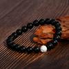 Браслет ручной работы для пар, скраб, черный агат, сосновый камень, бусины, мужские и женские браслеты