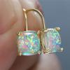 Vintage Square Stone Drop Dangle Earrings for Women Fashion Yellow Gold Color Hoop Earrings Wedding Party Jewelry Gifts