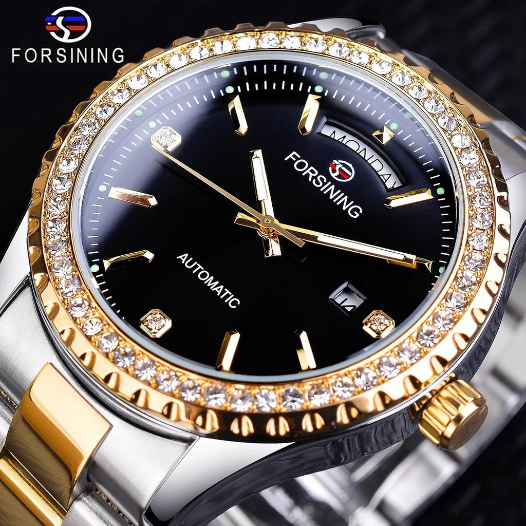 Forsining Men's Fashion Casual Vintage Rhinestone Watch Mechanical Watch