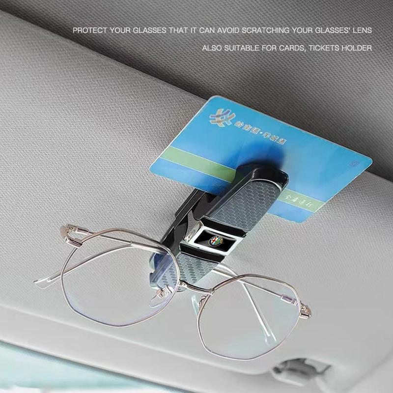 For Alfa Romeo Car Sun Visor Glasses Holder Ticket Card Storage Clip For Alfa Romeo Giulia Stelvio Giulietta 156 159 147 Mito ToLR1