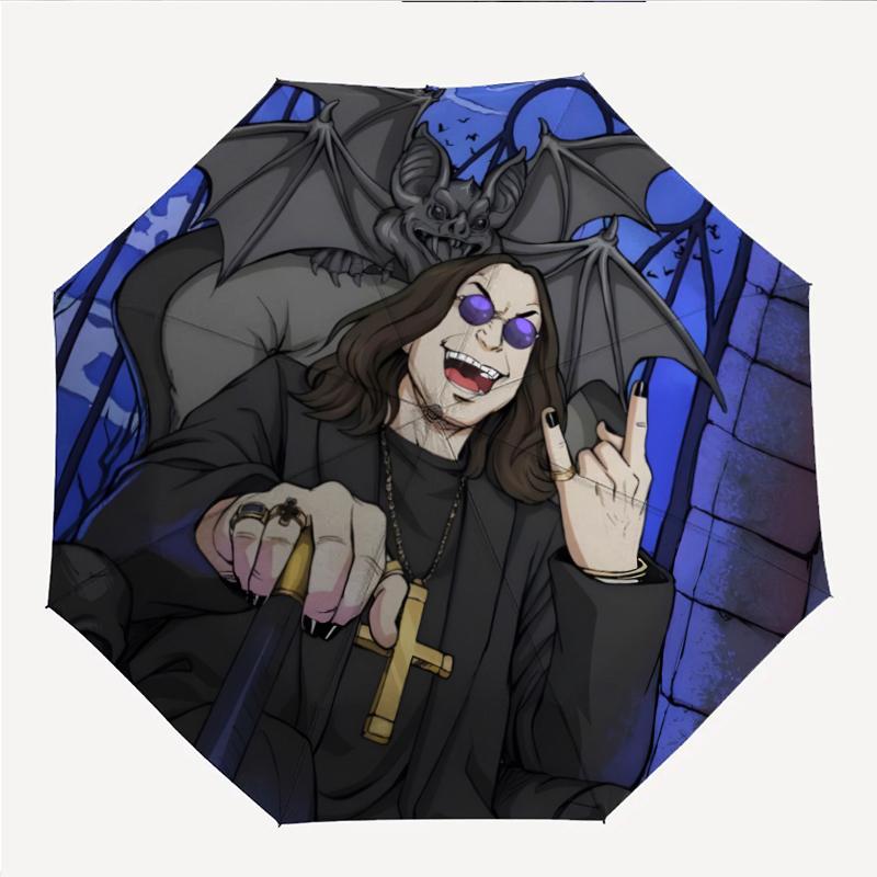 Ozzy Osbourne Fashionable Automatic Opening/Closing Folding Umbrella. Portable and Foldable, Ideal for Gift, Travel, and Daily Use.