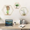 Hexagon Wall Shelf 3 Hanging Shelves, Loft Wall Shelf ShelvesIron & Wood Floating Shelves for Living Room, Bedroom, Kitchen