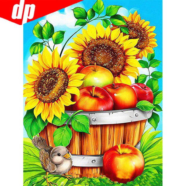 5D Diamond Painting Sunflower Full Round Diamond Embroidery Sale Flower Picture