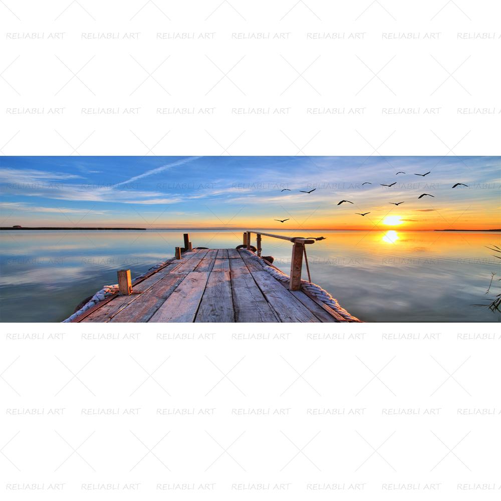 Деревянный мост, постеры и принты, холст, картина, Настенный декор, озеро, небо, пейзаж, настенное искусство для гостиной, современный домашний декор, без рамки