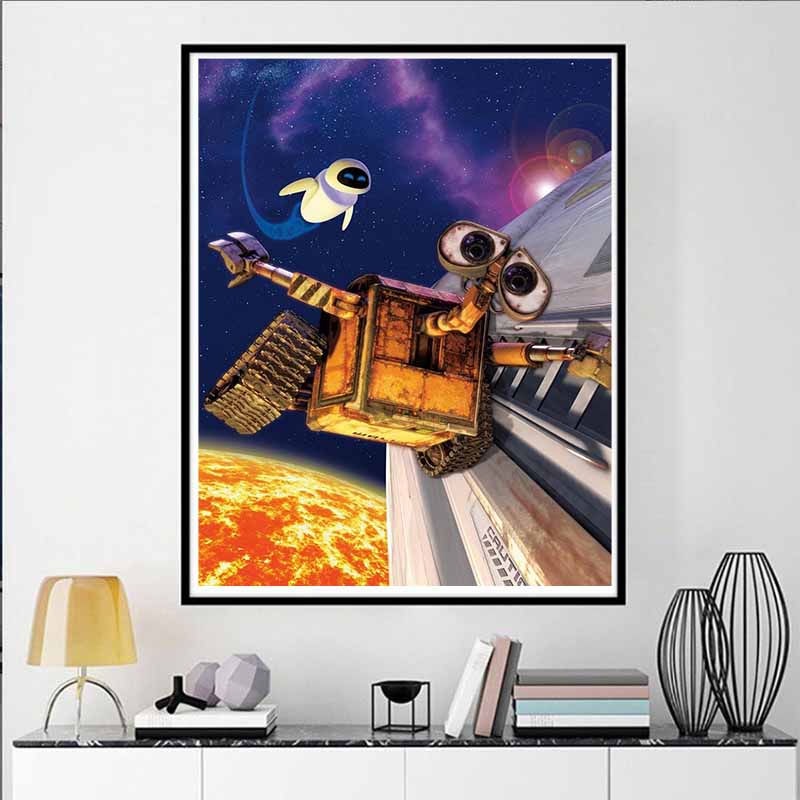 Disney Алмазная мозаика WALL E EVE Космическое приключение Иллюстрация 5D DIY Набор для вышивания алмазной мозаикой Круглые Алмазное искусство Мозаика Домашний декор