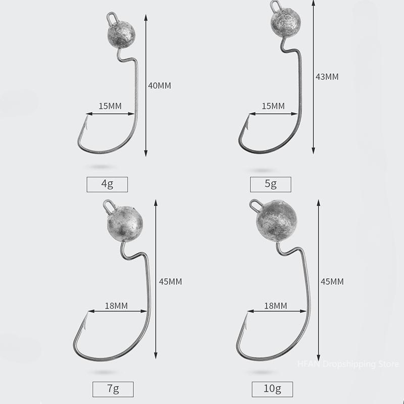 5 шт. 3,5 г/5 г/7 г/10 г Открытый джиг-головка Рыболовный крючок Крючок для мягких приманок Джиг-крючок Крючок для кренка Оснастка для ловли окуня и щуки