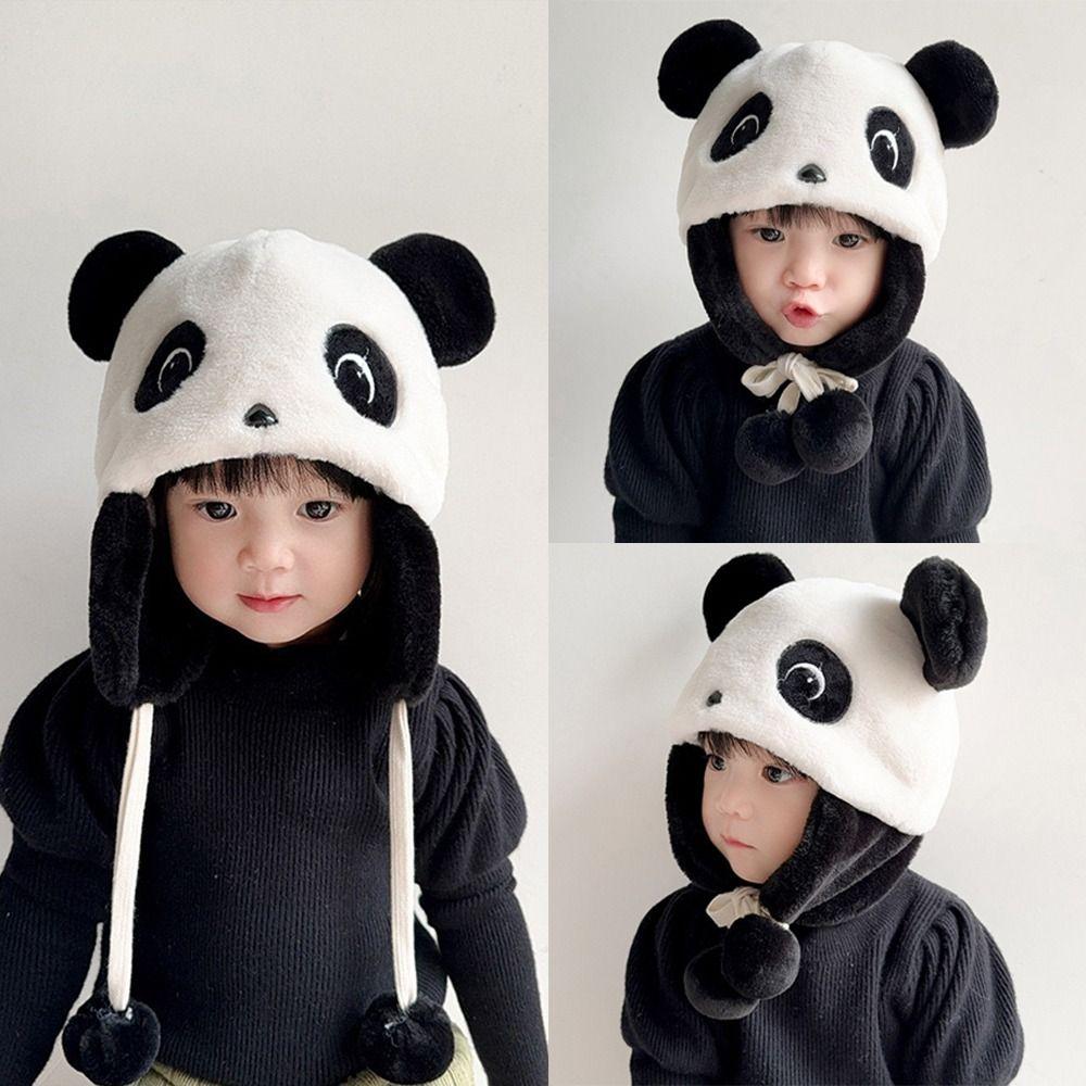 Cute Cartoon Panda Plush Hat Windproof Ear Protection Hat Trend Beanies Cap for Children