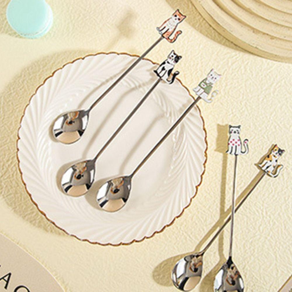 High-quality Cartoon Cat Spoon Japanese Korean Style Honey Stirring Spoon Cute Coffee Spoon