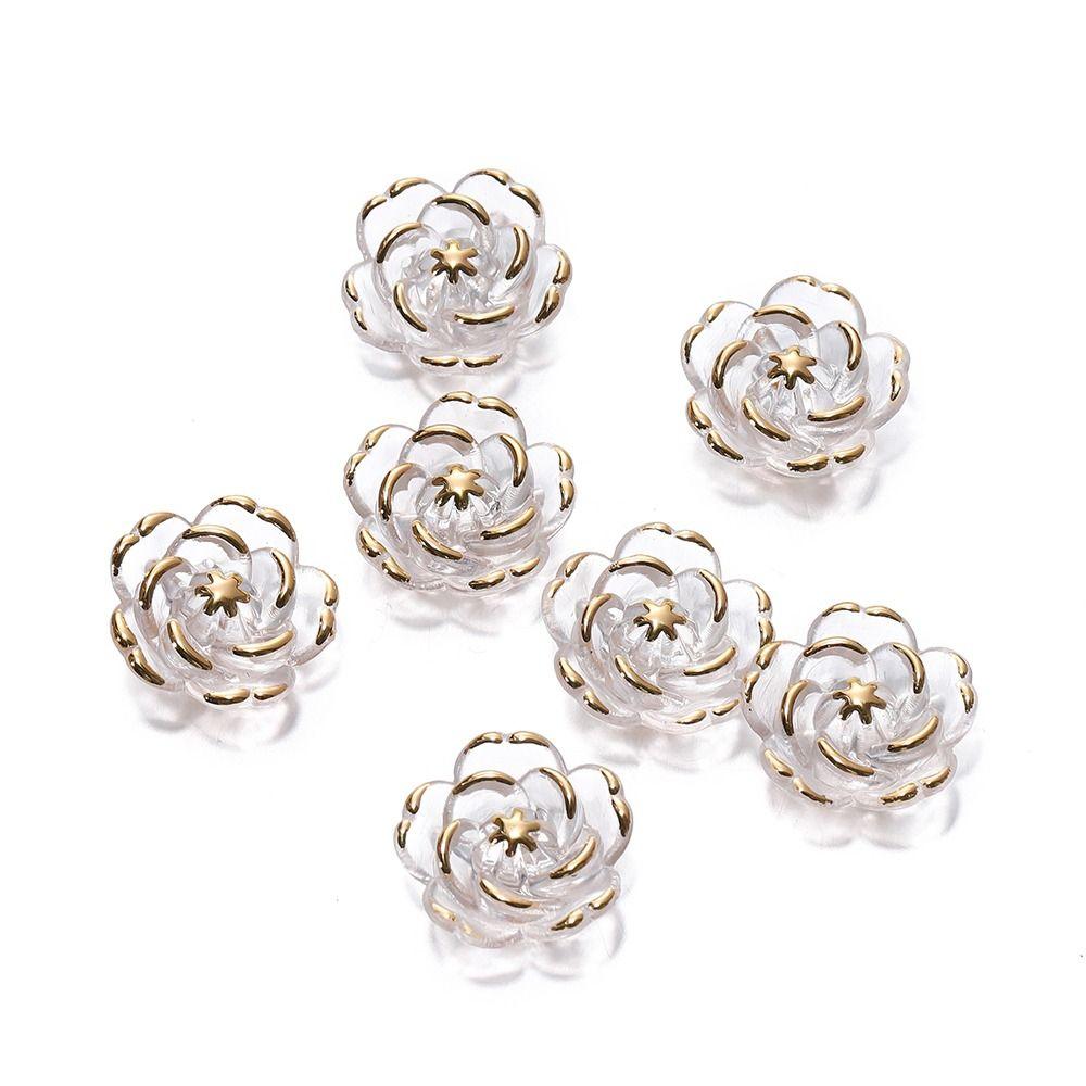 10Pcs Ornament Flower Beads Acrylic All-Match Pendant Durable Hole Charm for Jewelry Making