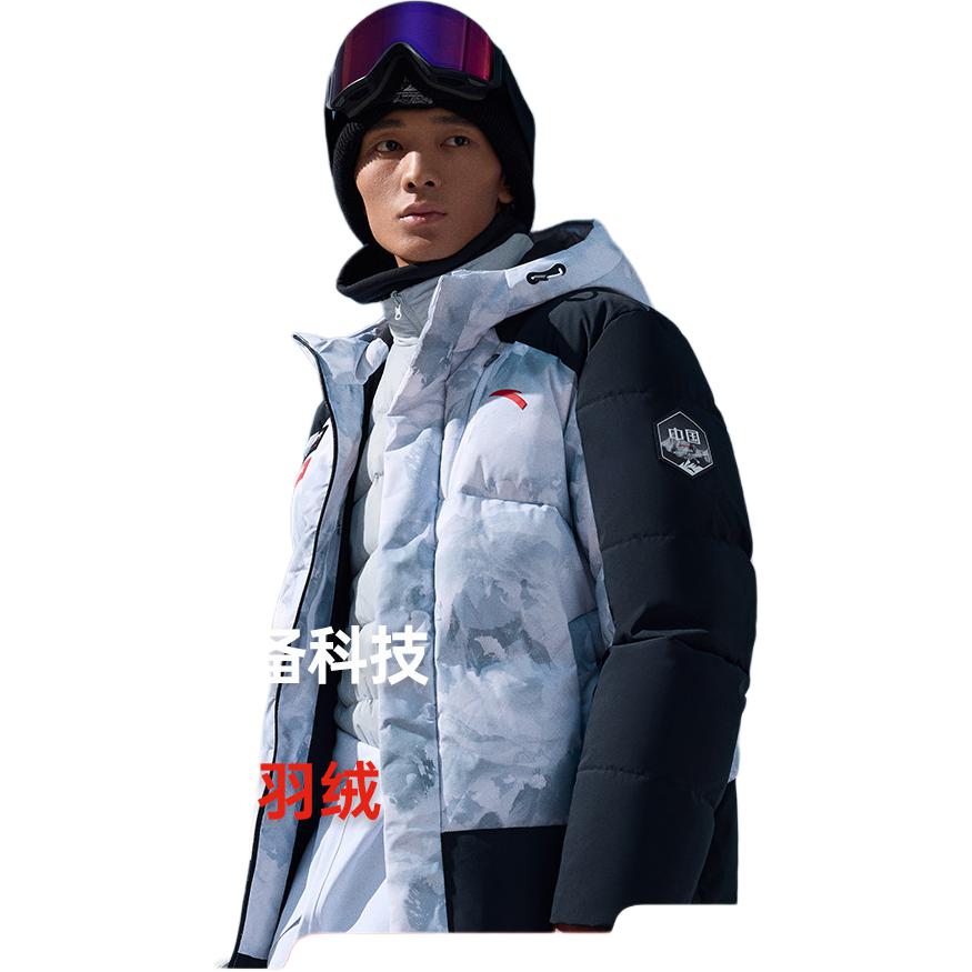 Anta Водонепроницаемая ветрозащитная теплая пуховая куртка Craftsmanship Series для мужчин, классическая красная базовая черная 152447926N-4