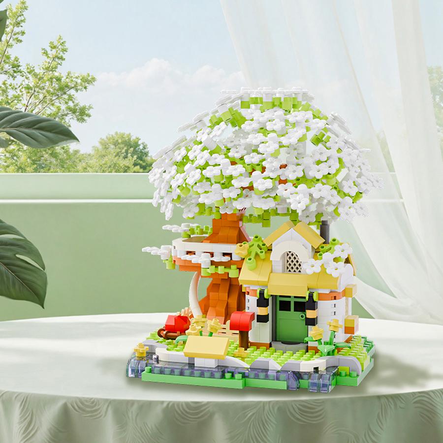 Четыре Сезона Дом Сакуры Конструктор Микрочастицы Кирпичики Игра Сборка Игрушки Для Детей Взрослых Креативное Украшение