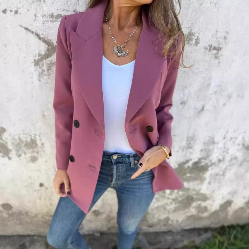 YYFS Женские модные повседневные однотонные куртки и пальто с воротником-поло на осень-зиму с длинным рукавом и принтом