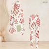 Women Plus Size Hooded Long Sleeve Floral Plaid Printed High Low Top Fitted Pants Two Piece Set
