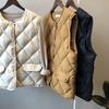 Cotton Vest Women's Autumn and Winter Sleeveless Warm Jacket Diamond-shaped Versatile Solid Color Outside Thickening Comfortable Vest